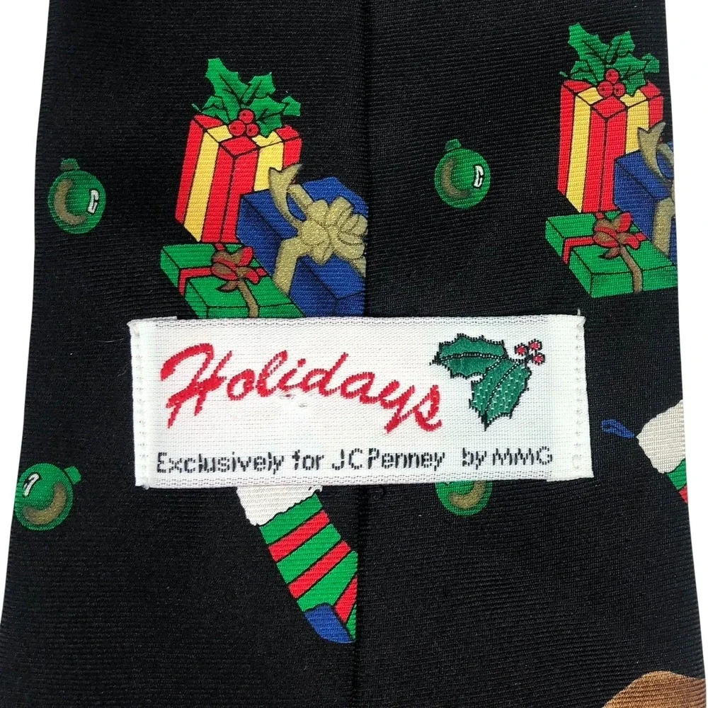 Holidays JC Penney Silk Tie Santa Claus Presents‎ Stocking Ornament  VTG USA